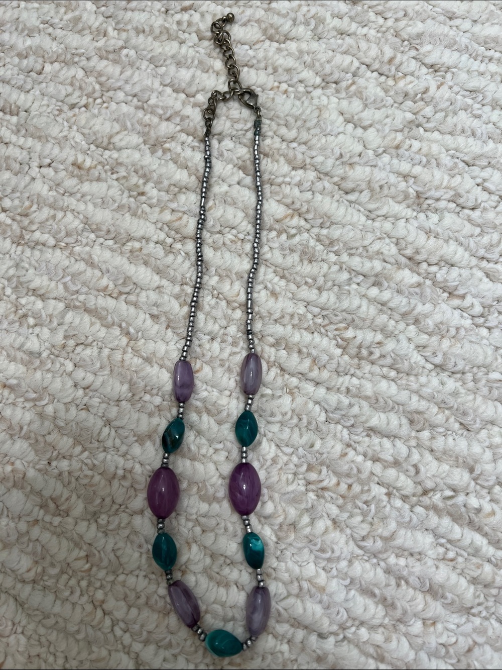 Handmade Purple and Teal Beaded Necklace